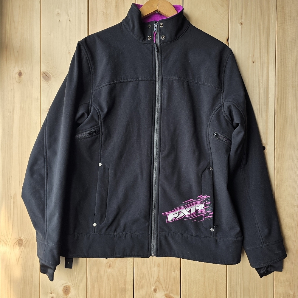 FXR Mountain Snowmobile Racing Soft Shell Zip Up Jacket Black Womens Size 8